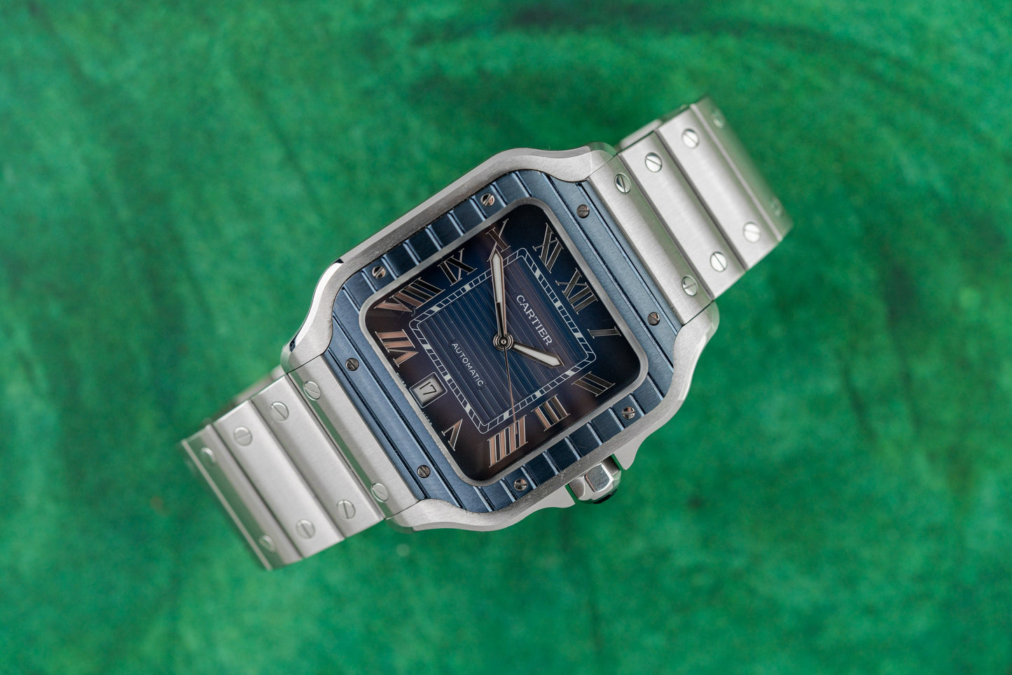 Cartier Santos De Cartier WSSA0048 Large Blue Dial 2023 - The Watch Business Sydney