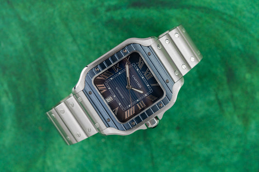 Cartier Santos De Cartier WSSA0048 Large Blue Dial 2023 - The Watch Business Sydney