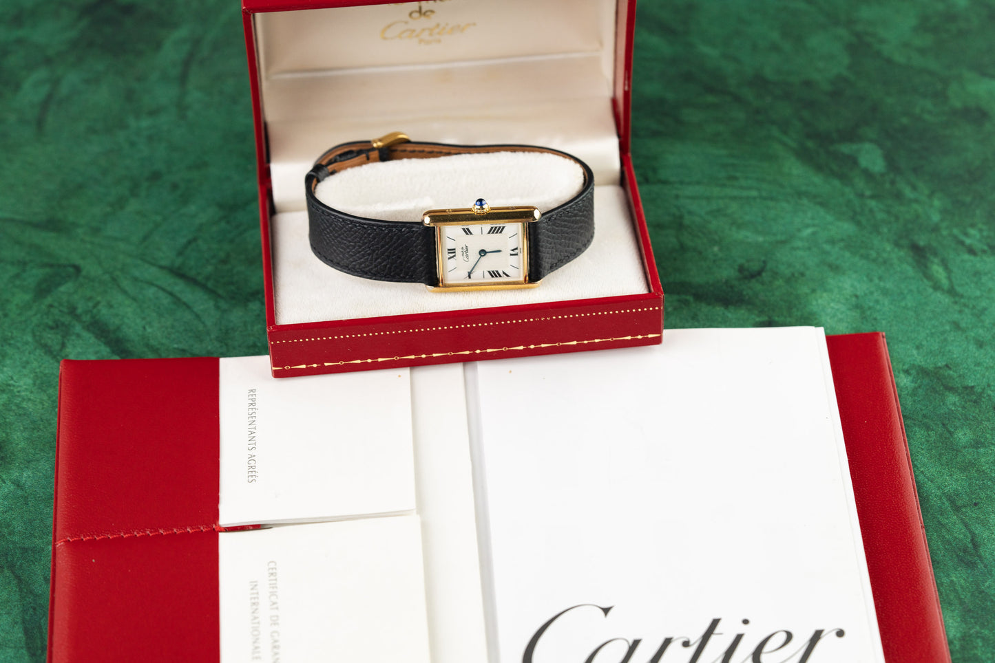 Cartier Tank Must 1615 White Roman Dial Gold Plated 1998 - The Watch Business Sydney