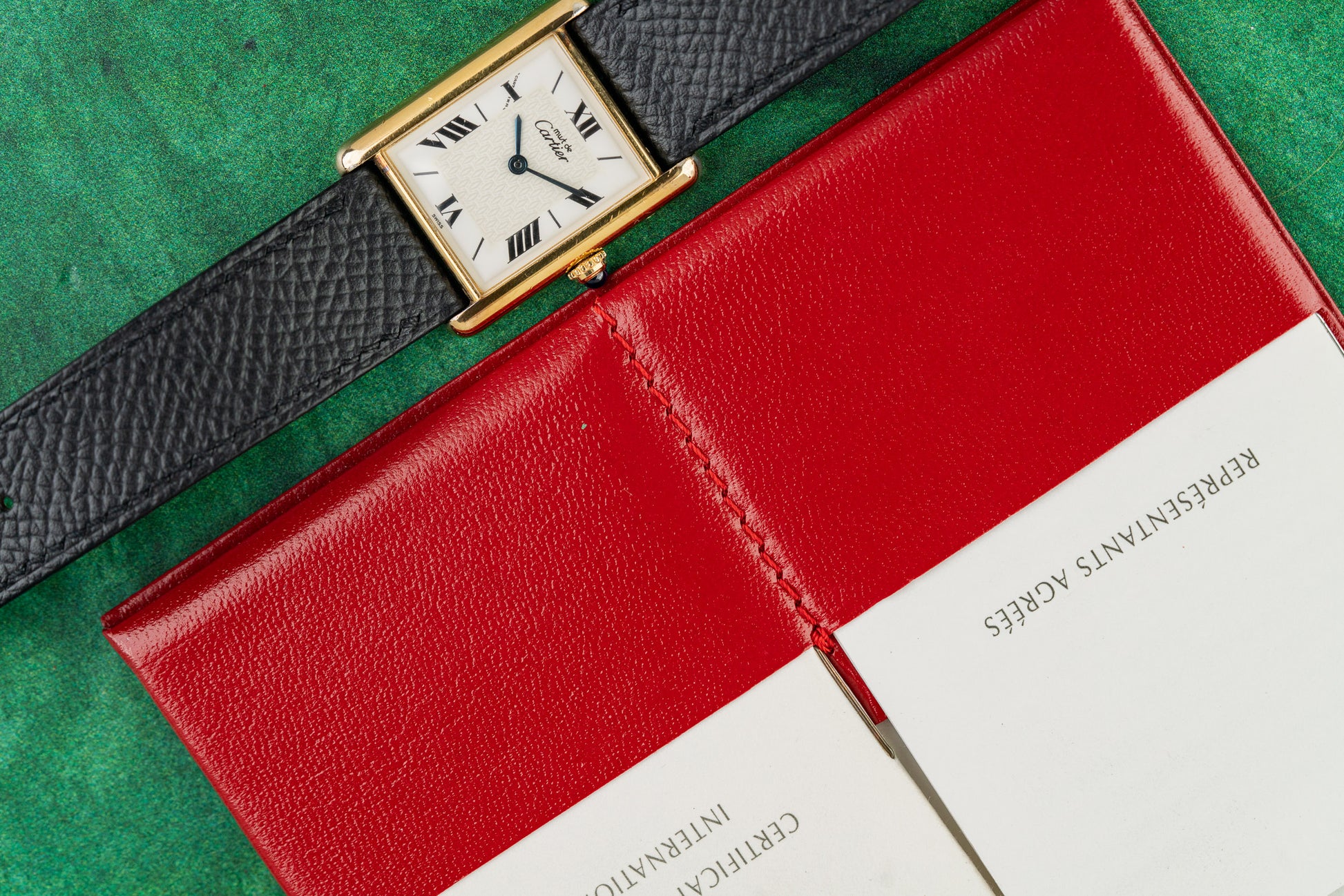 Cartier Tank Must 1615 White Dial Gold Plated Case Sapphire Cabochon - The Watch Business Sydney CBD