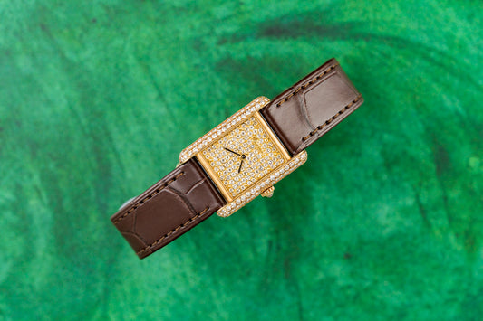 Cartier Tank Louis Pave Diamond Dial Diamond Case 25mm Vintage