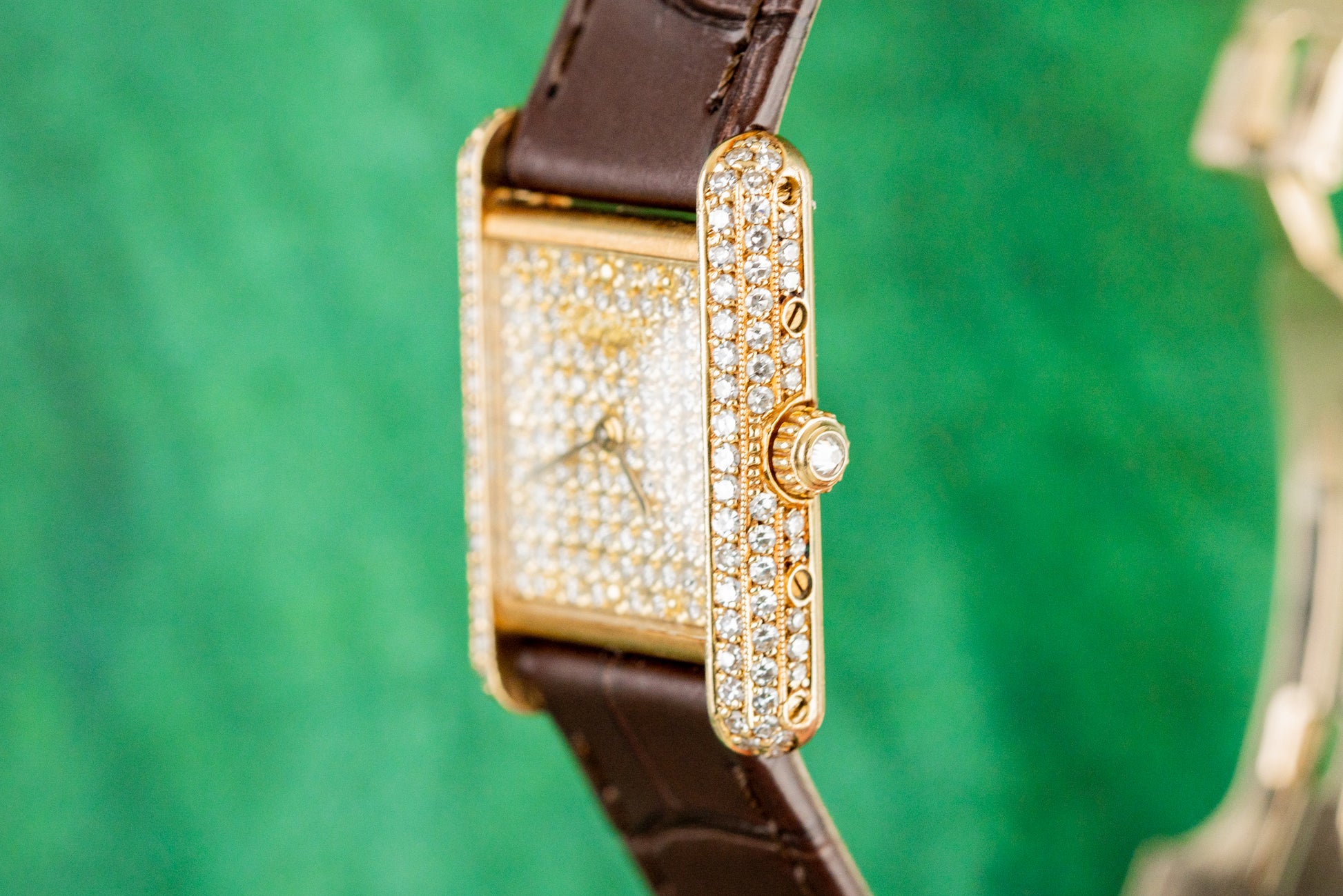 Cartier Tank Louis Pave Diamond Dial Diamond Case 25mm Vintage