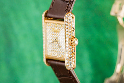 Cartier Tank Louis Pave Diamond Dial Diamond Case 25mm Vintage