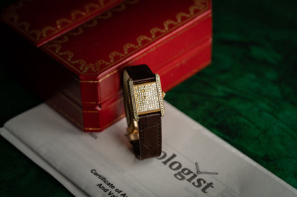 Cartier Tank Louis Pave Diamond Dial Diamond Case 25mm Vintage