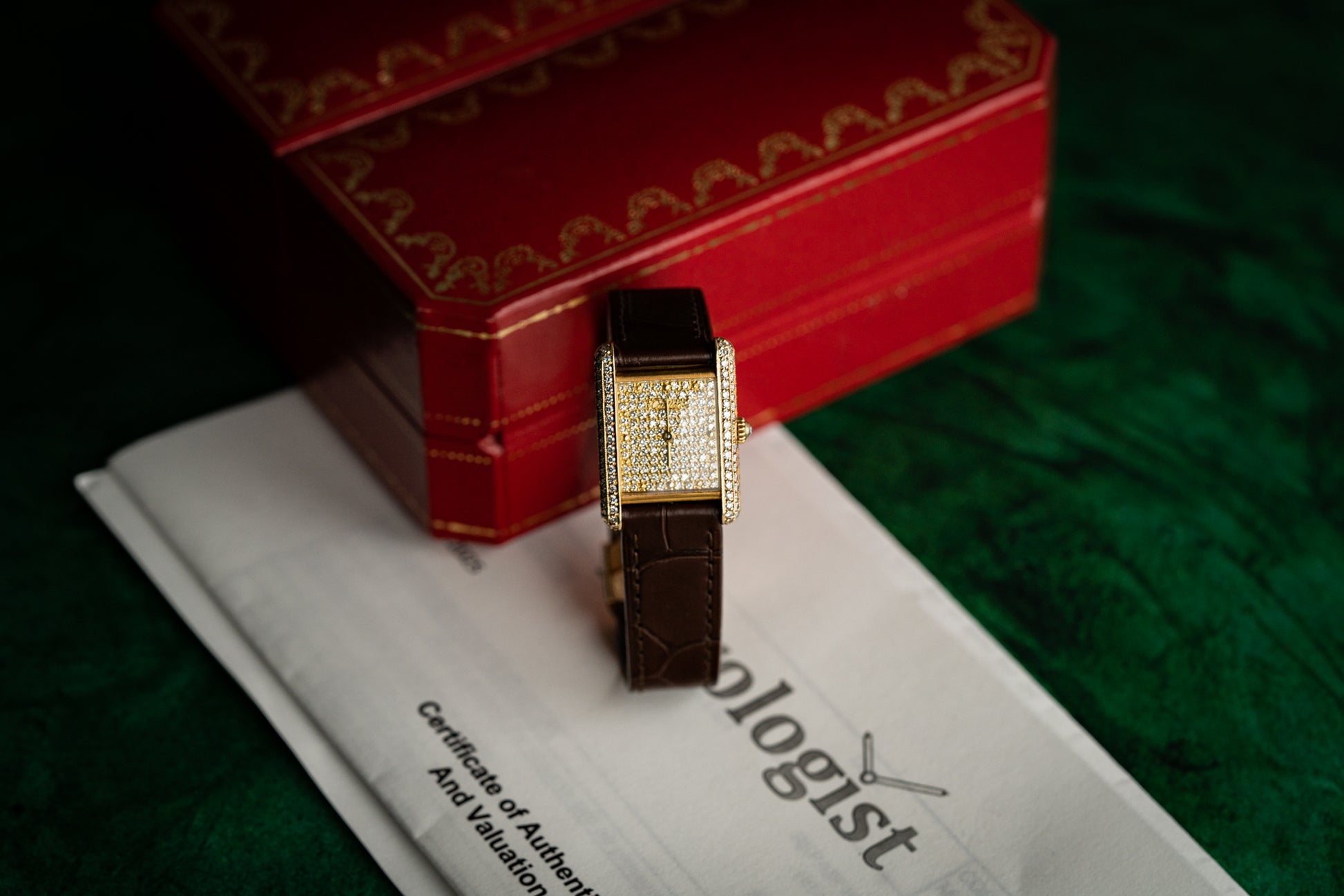 Cartier Tank Louis Pave Diamond Dial Diamond Case 25mm Vintage