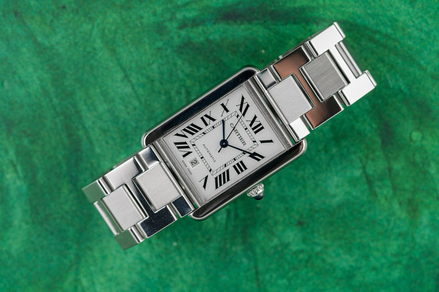 Cartier Tank Solo XL 3515 Silver Opaline Dial Stainless Steel Bracelet 2012 - The Watch Business Sydney