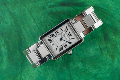 Cartier Tank Solo XL 3515 Silver Opaline Dial Stainless Steel Bracelet 2012 - The Watch Business Sydney