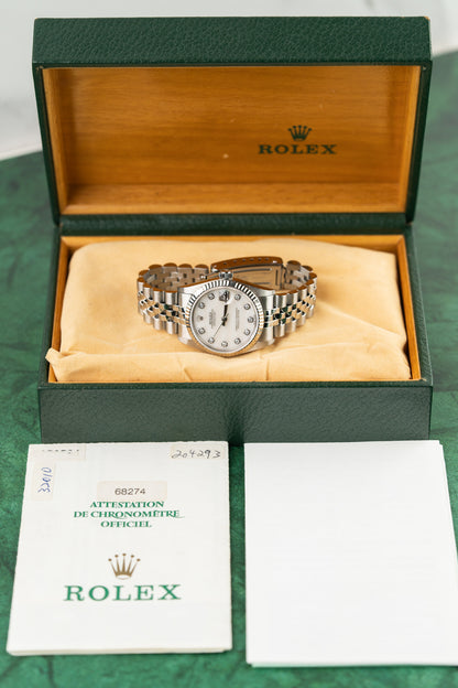 Rolex Datejust 31 Mother Of Pearl Diamond Dial 68274 Stainless Steel 1996 model