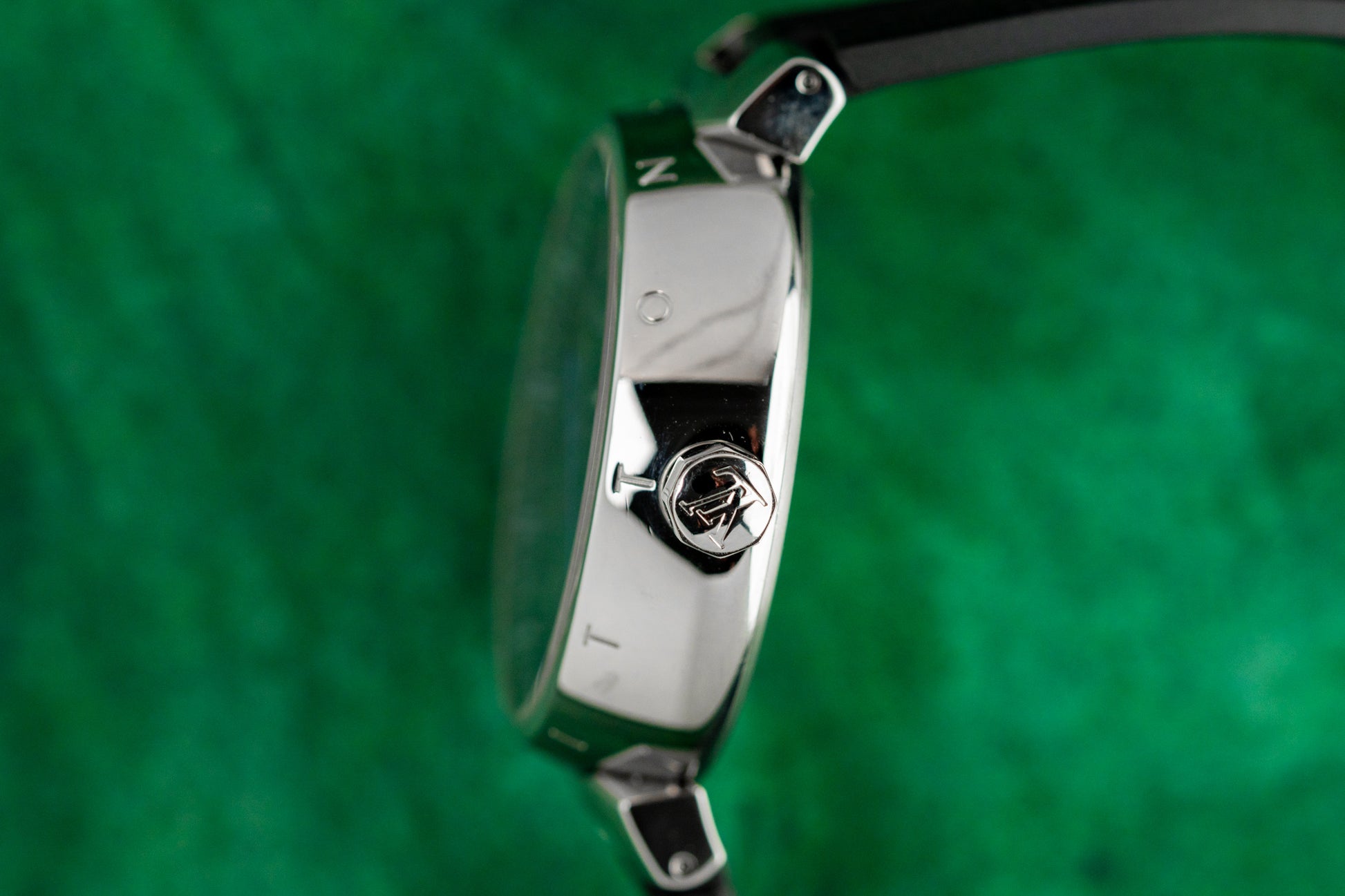 Louis Vuitton Tambour GM Watch QA073 Stainless Steel x Monogram Eclipse 2019