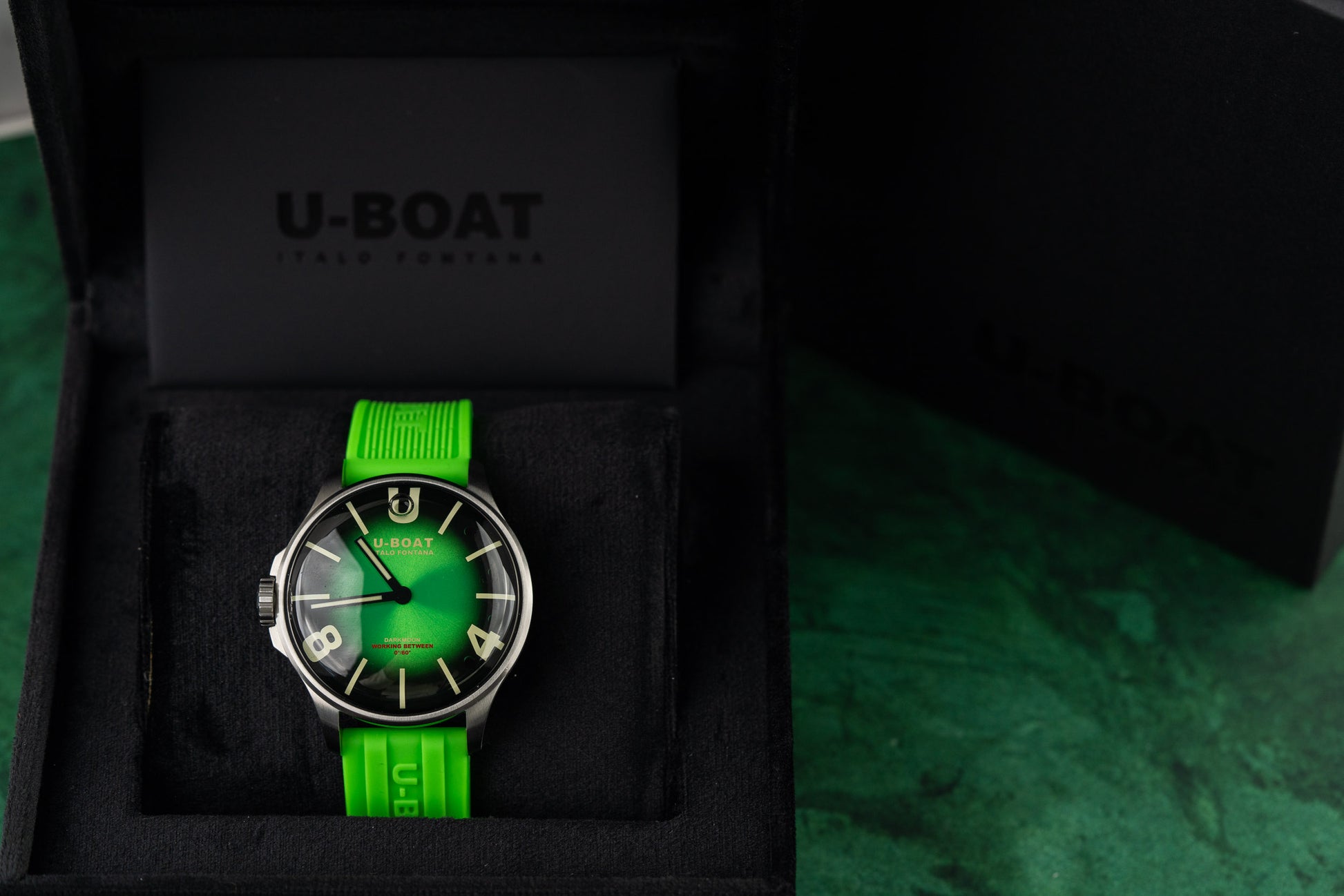 U-Boat Green SS Soleil Darkmoon full set box and papers - The Watch Business