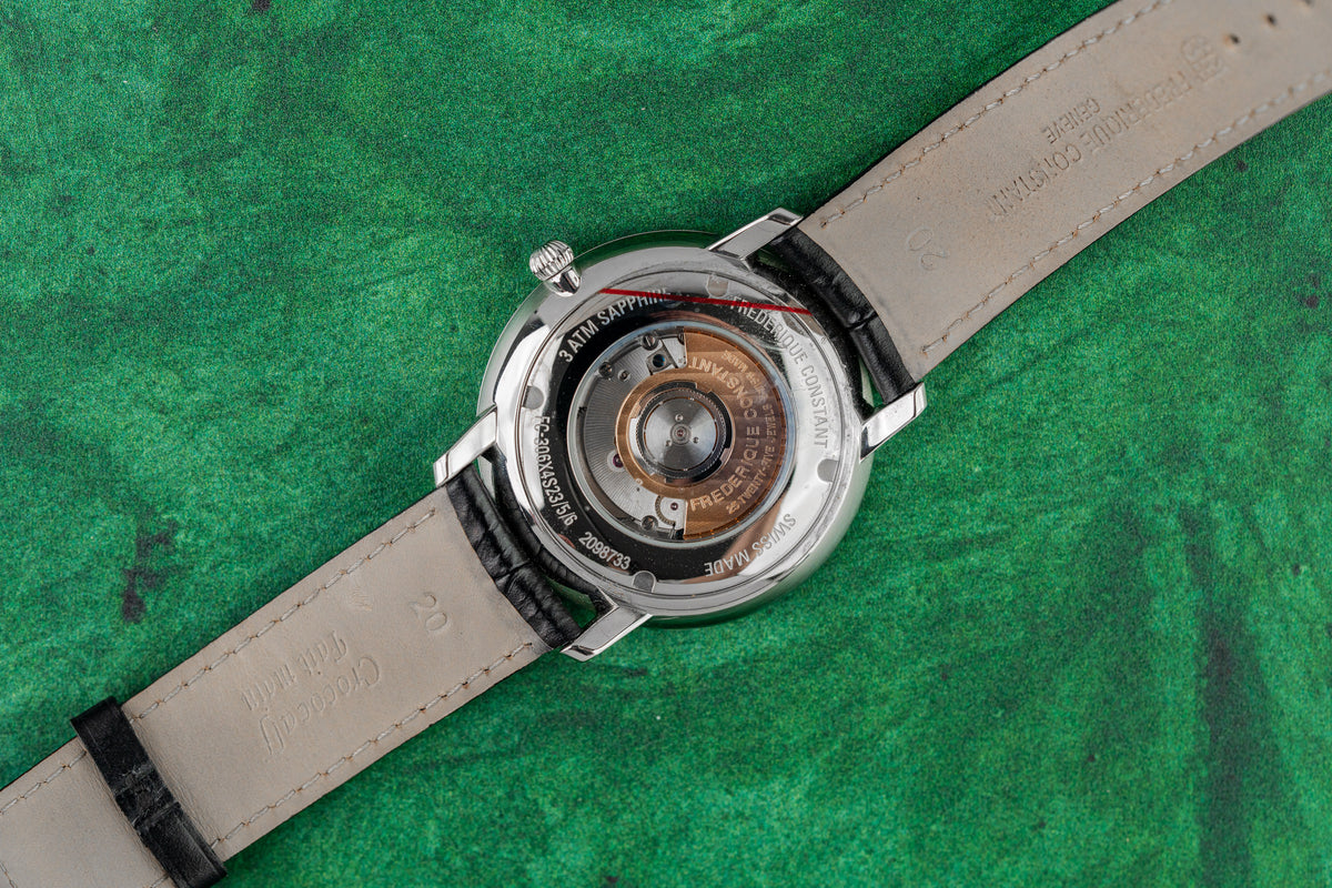 Frederique Constant Slimline FC-306G4S6 Midnight Blue Dial Display Caseback - The Watch Business Sydney