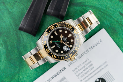 Rolex GMT-Master II 116713LN Two Tone Yellow Gold Black Dial