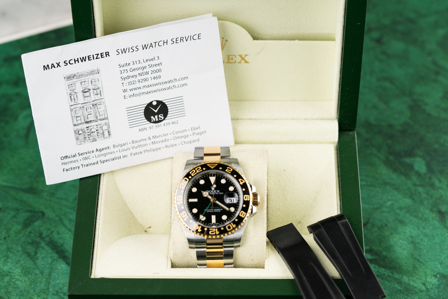 Rolex GMT-Master II 116713LN Two Tone Yellow Gold Black Dial