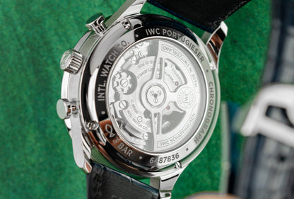 IWC Portuguese Chronograph IW371605 Silver Dial Blue Hands Stainless Steel Case - The Watch Business Sydney CBD