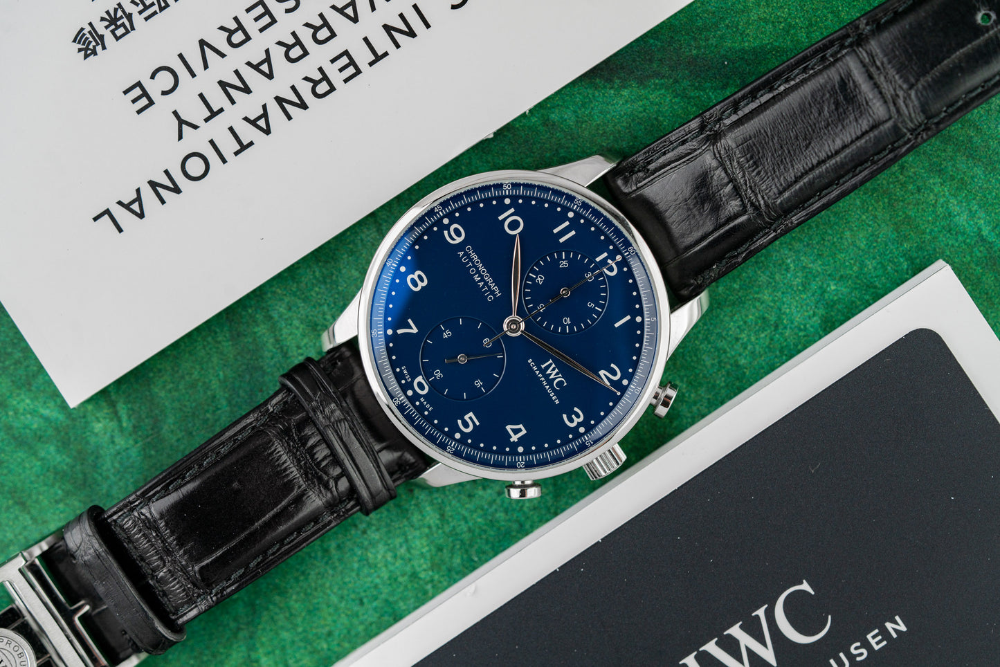 IWC Portugieser Chronograph IW371601 dial close-up - Pre-Owned Sydney