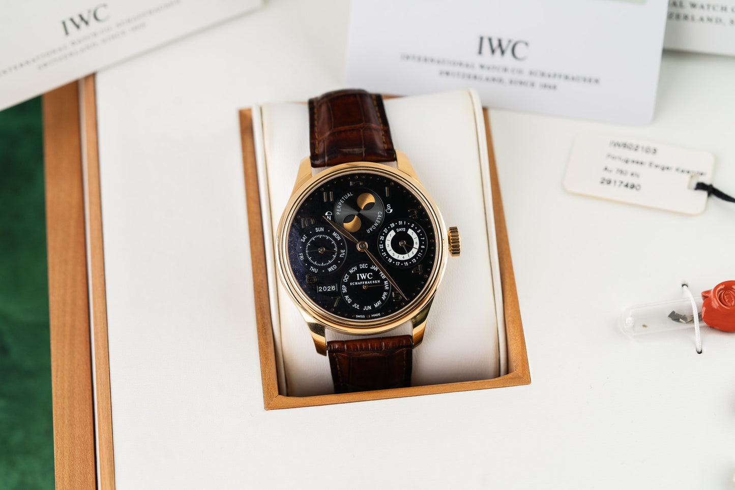 IWC Portuguese Perpetual Calendar IW502103 Rose Gold Leather Strap 2003 Model additional view - The Watch Business Sydney