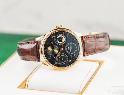 IWC Portuguese Perpetual Calendar IW502103 Rose Gold Leather Strap 2003 Model additional view - The Watch Business Sydney