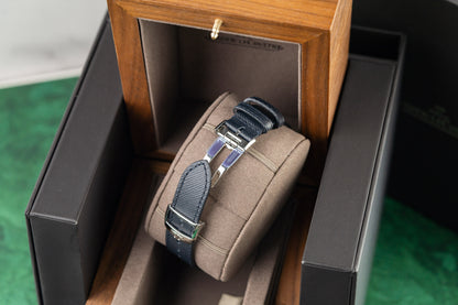 Jaeger-LeCoultre Reverso Tribute Q716848J Blue Dial Blue Leather Strap - The Watch Business Sydney