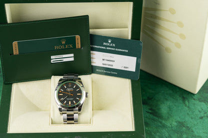 Rolex Milgauss 116400GV Black Dial Green Hume Stainless Steel 2014 Model