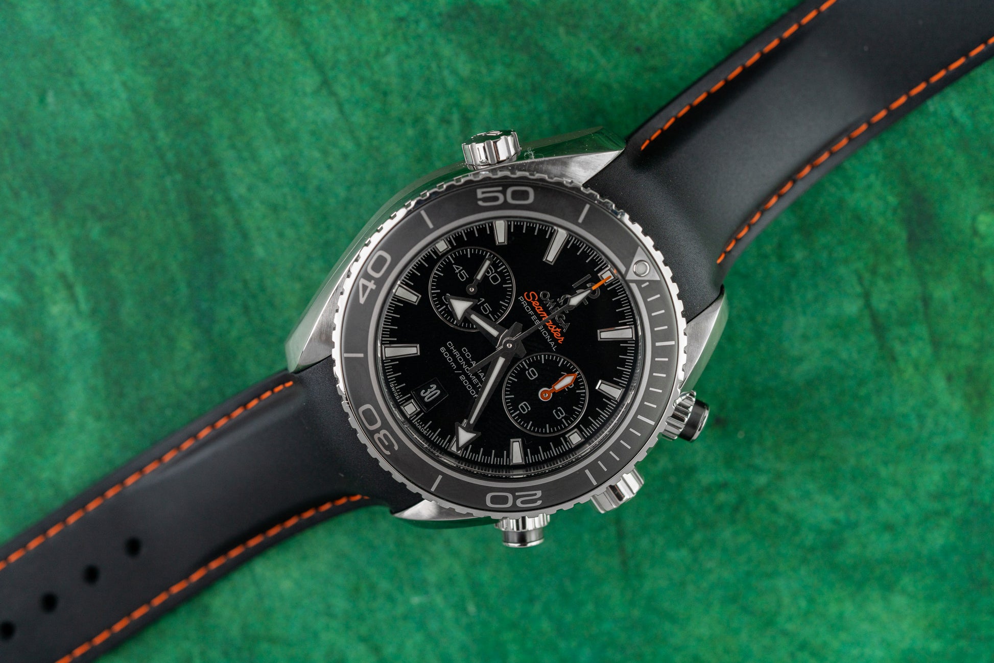 Omega Seamaster Planet Ocean Chronograph 232.30.46.51.01.001 Black Dial on Strap - The Watch Business Sydney