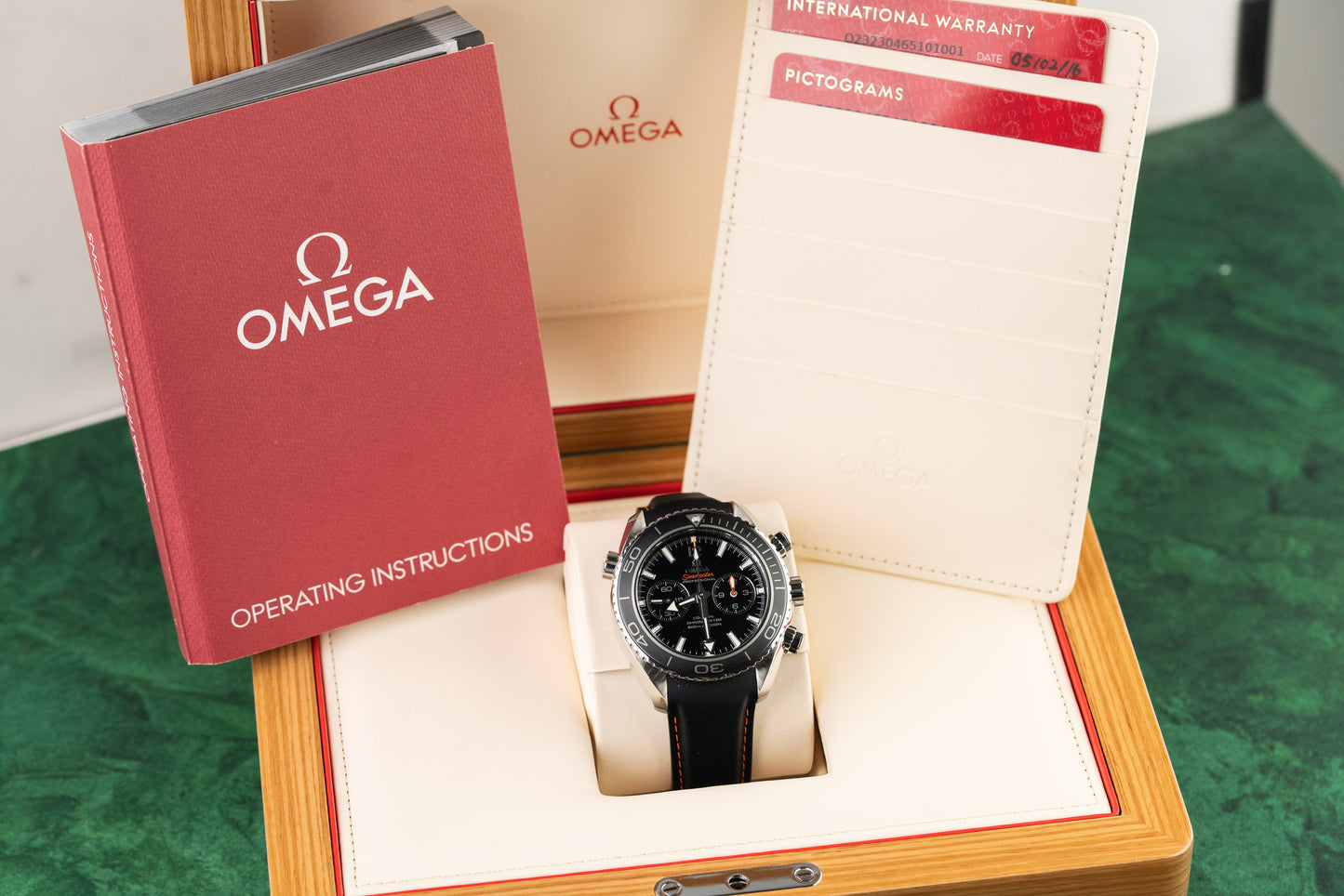 Omega Seamaster Planet Ocean Chronograph 232.30.46.51.01.001 Black Dial Full Set Box and Papers 2016 - The Watch Business Sydney