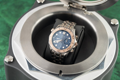 Omega Seamaster Diver 300M Chronograph 210.60.44.51.03.001 Blue Dial Sedna Gold Accents - The Watch Business Sydney