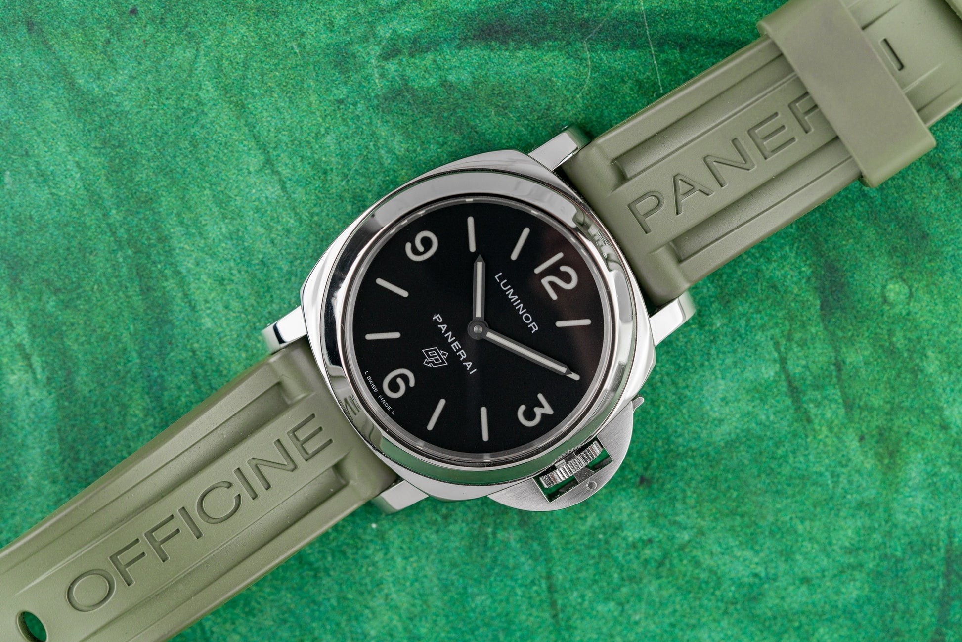 Panerai Luminor Base Logo PAM00000 Black Dial Crown Guard Stainless Steel Case - The Watch Business Sydney CBD