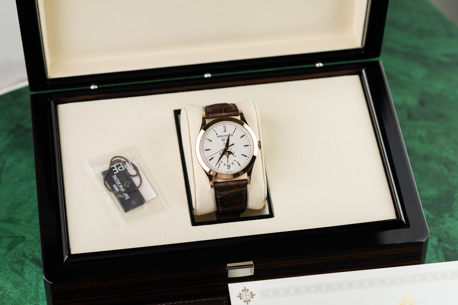 Patek Philippe Annual Calendar 5396R-011 Silvery Opaline Dial Rose Gold Case - The Watch Business Sydney CBD