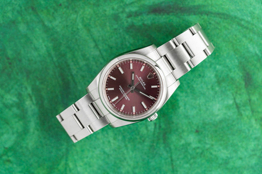 Rolex Oyster Perpetual 34 Grape Dial 114200 Stainless Steel 2016 Model