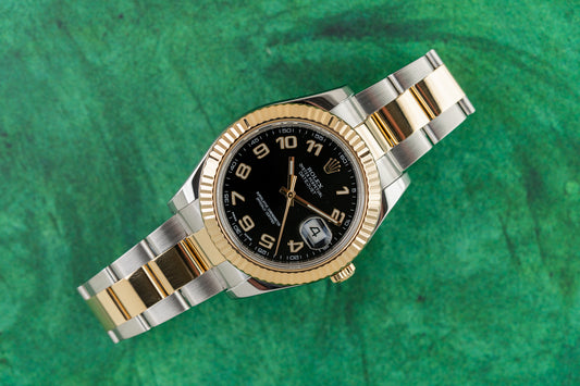 Rolex Datejust II Black Arabic dial 116333 Two Tone Yellow Gold 2014 Model
