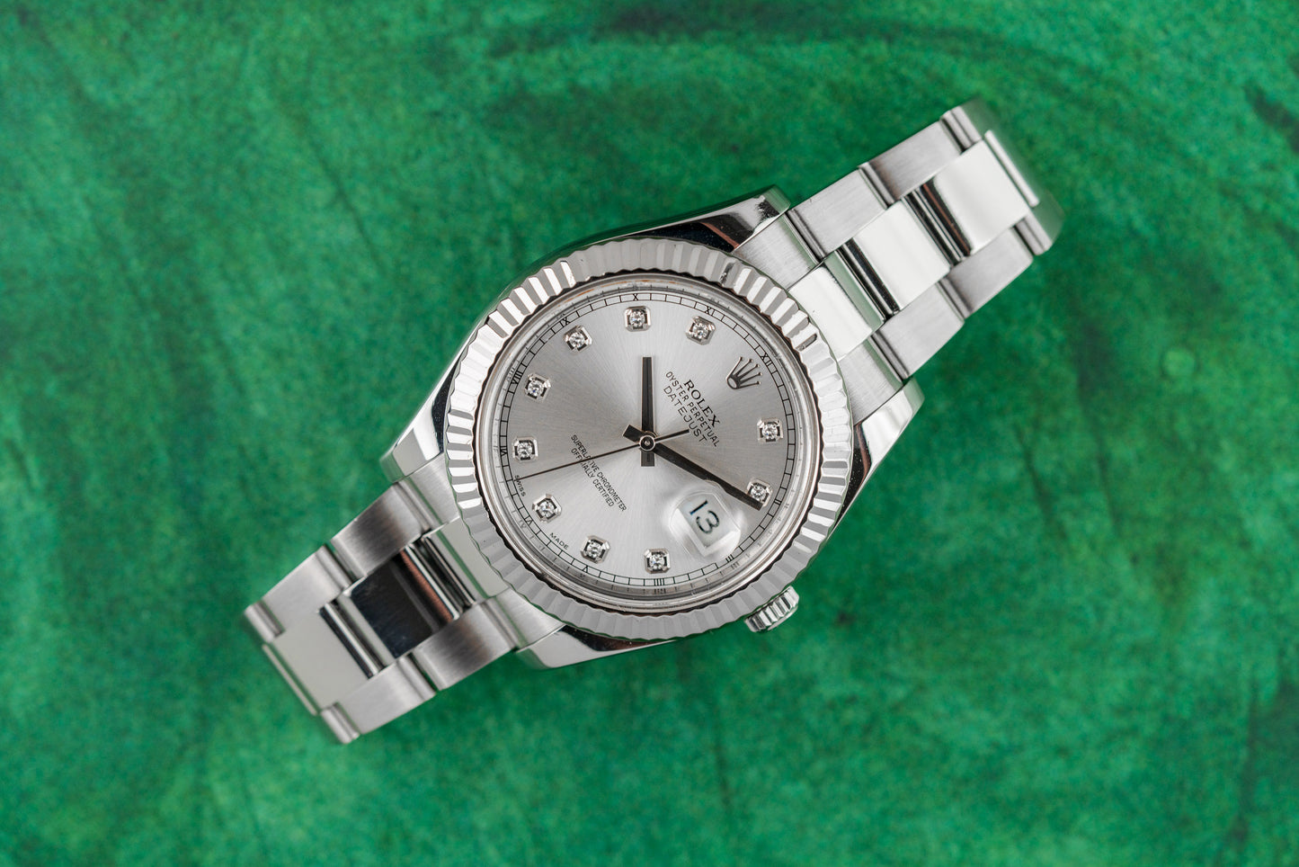 Rolex Datejust II Silver Diamond Dial 116334 - The Watch Business Sydney