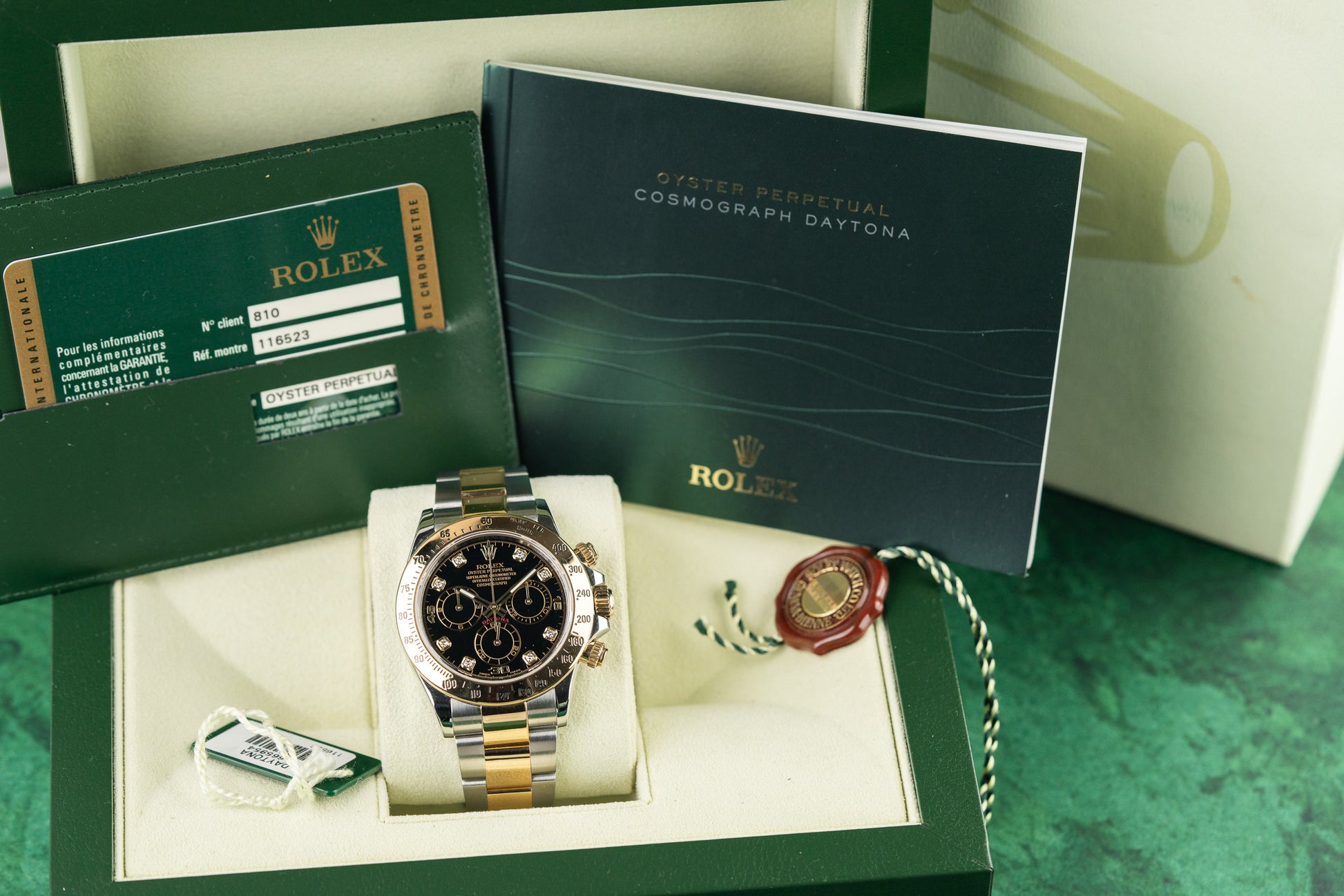 Rolex Daytona 116523 Black Diamond Dial Two Tone Yellow Gold 2014 - The Watch Business Sydney
