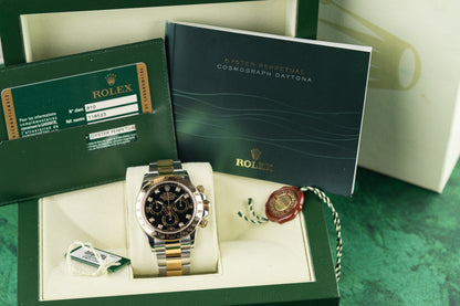 Rolex Daytona 116523 Black Diamond Dial Two Tone Yellow Gold 2014 - The Watch Business Sydney