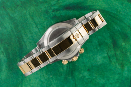 Rolex Daytona 116523 Black Diamond Dial Oyster Two Tone Bracelet - The Watch Business Sydney