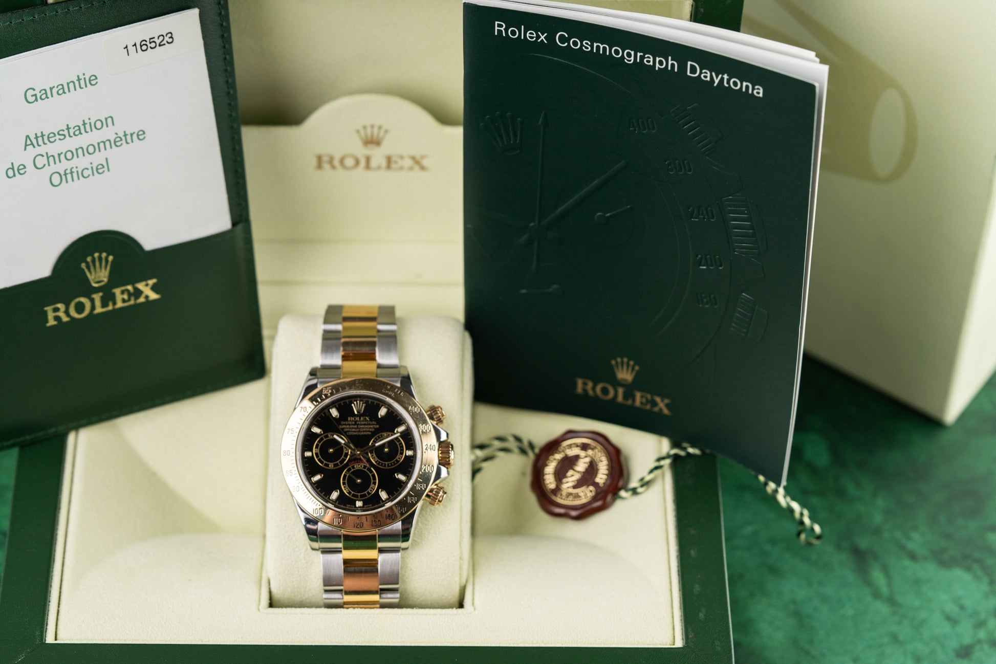 Rolex Daytona 116523 Black Dial Two Tone Yellow Gold 2007 Model