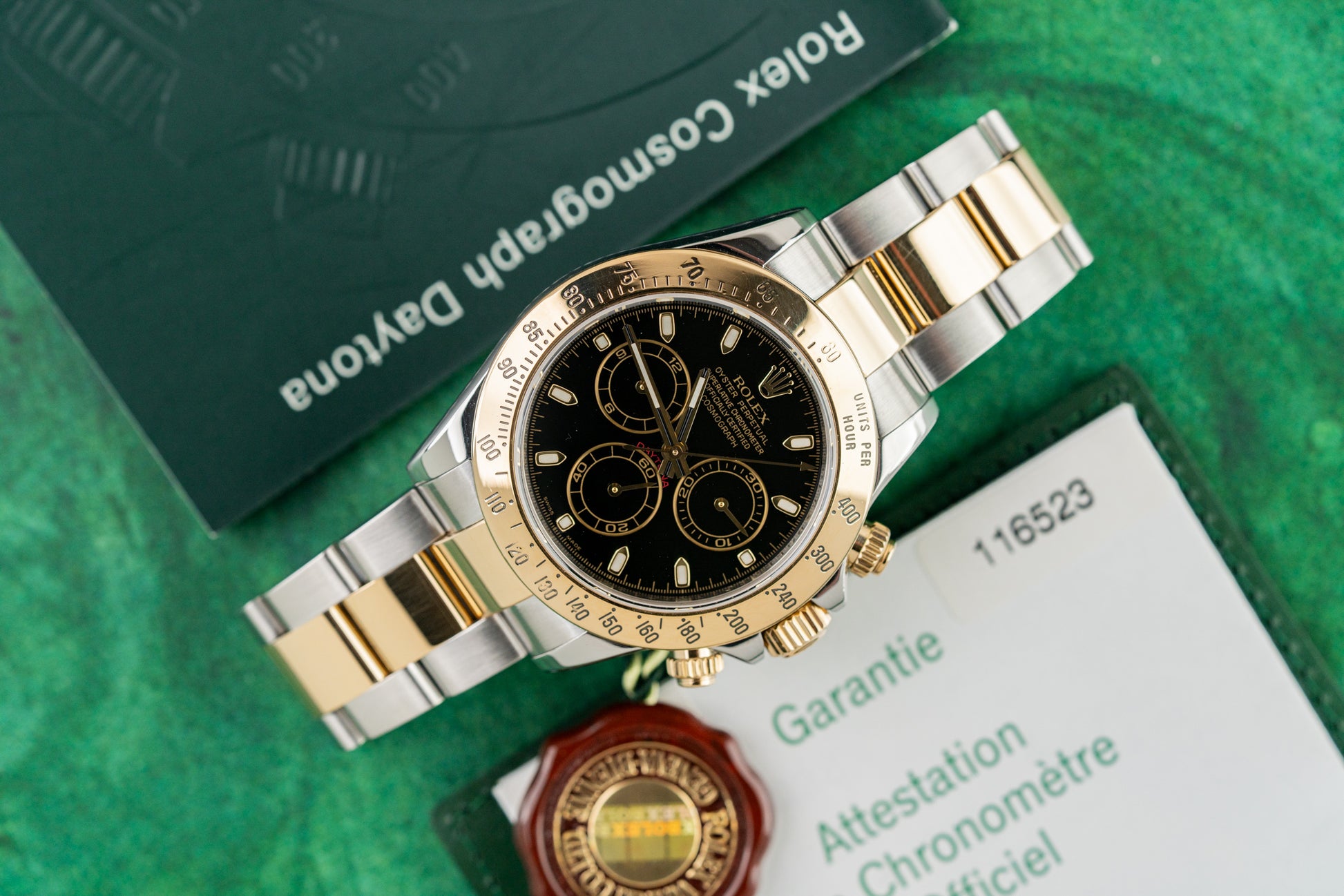 Rolex Daytona 116523 Black Dial Two Tone Yellow Gold 2007 Model
