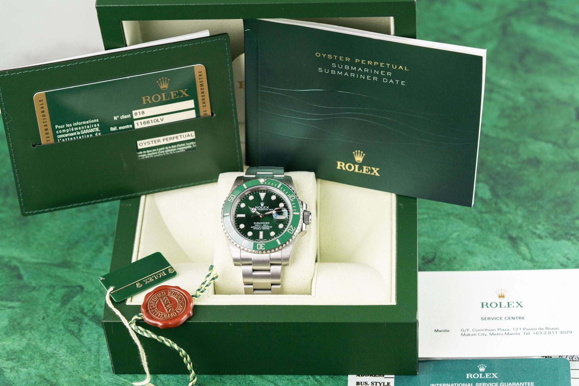 Rolex Submariner Date 116610LV Green Dial Green Bezel 'Hulk' Stainless Steel 2013 Model