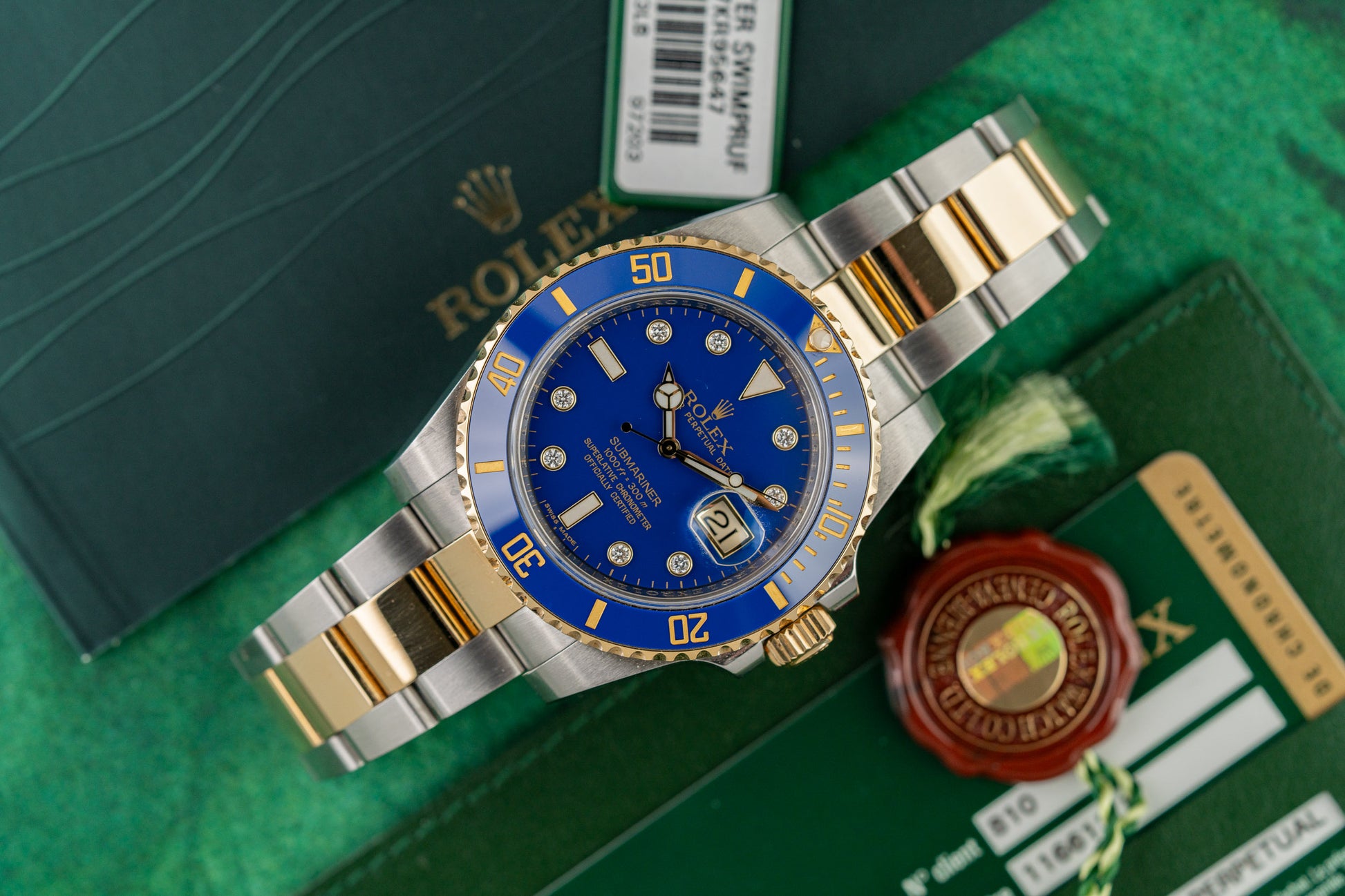 Rolex Submariner Date 116613LB dial close-up - Pre-Owned Sydney