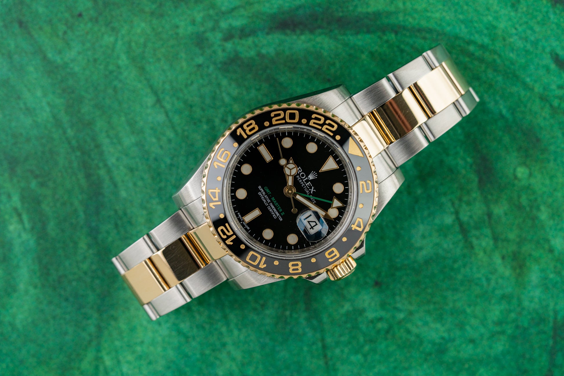 Rolex GMT-Master II 116713LN Two Tone Yellow Gold Black Dial 2013 Model