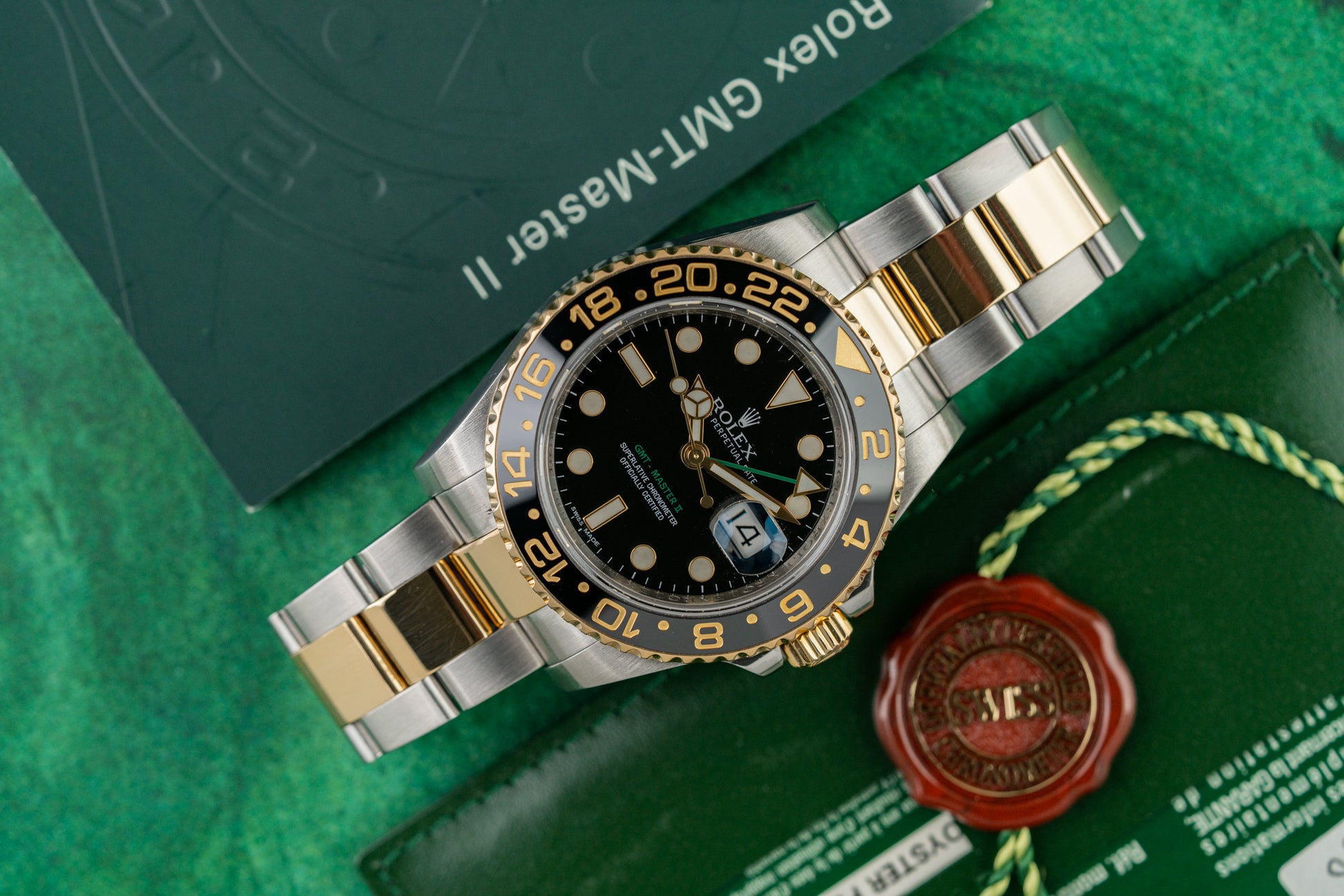 Rolex GMT-Master II 116713LN Two Tone Yellow Gold Black Dial 2013 Model
