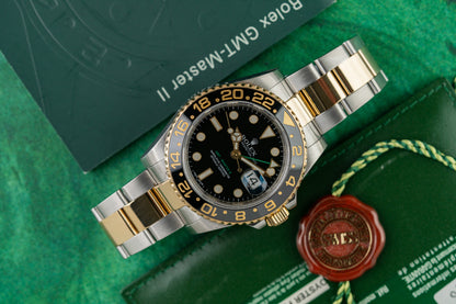 Rolex GMT-Master II 116713LN Two Tone Yellow Gold Black Dial 2013 Model