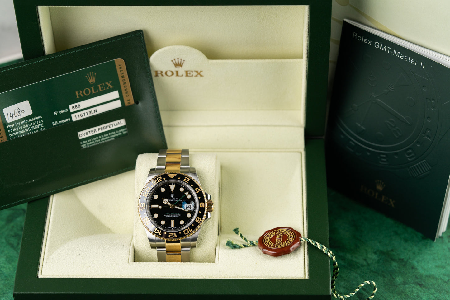 Rolex GMT-Master II 116713LN Two Tone Yellow Gold Black Dial 2013 Model