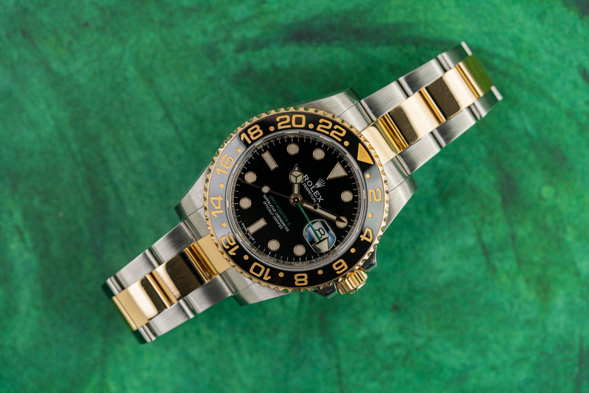 Rolex GMT-Master II 116713LN Two Tone Yellow Gold Black Dial