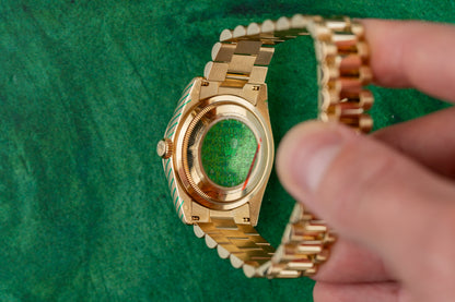 Rolex Day-Date 36 President 18k yellow gold watch, model 118238, silver dial, 2005, pre-owned luxury watch sold by The Watch Business Sydney