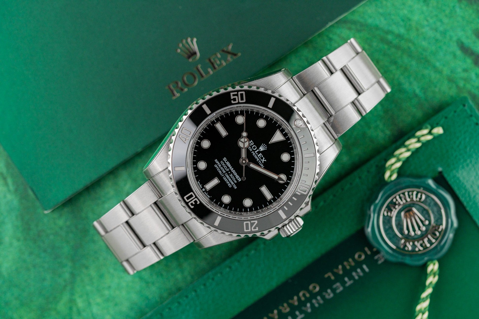 Rolex Submariner No Date 124060 black dial close-up — Pre-Owned Sydney
