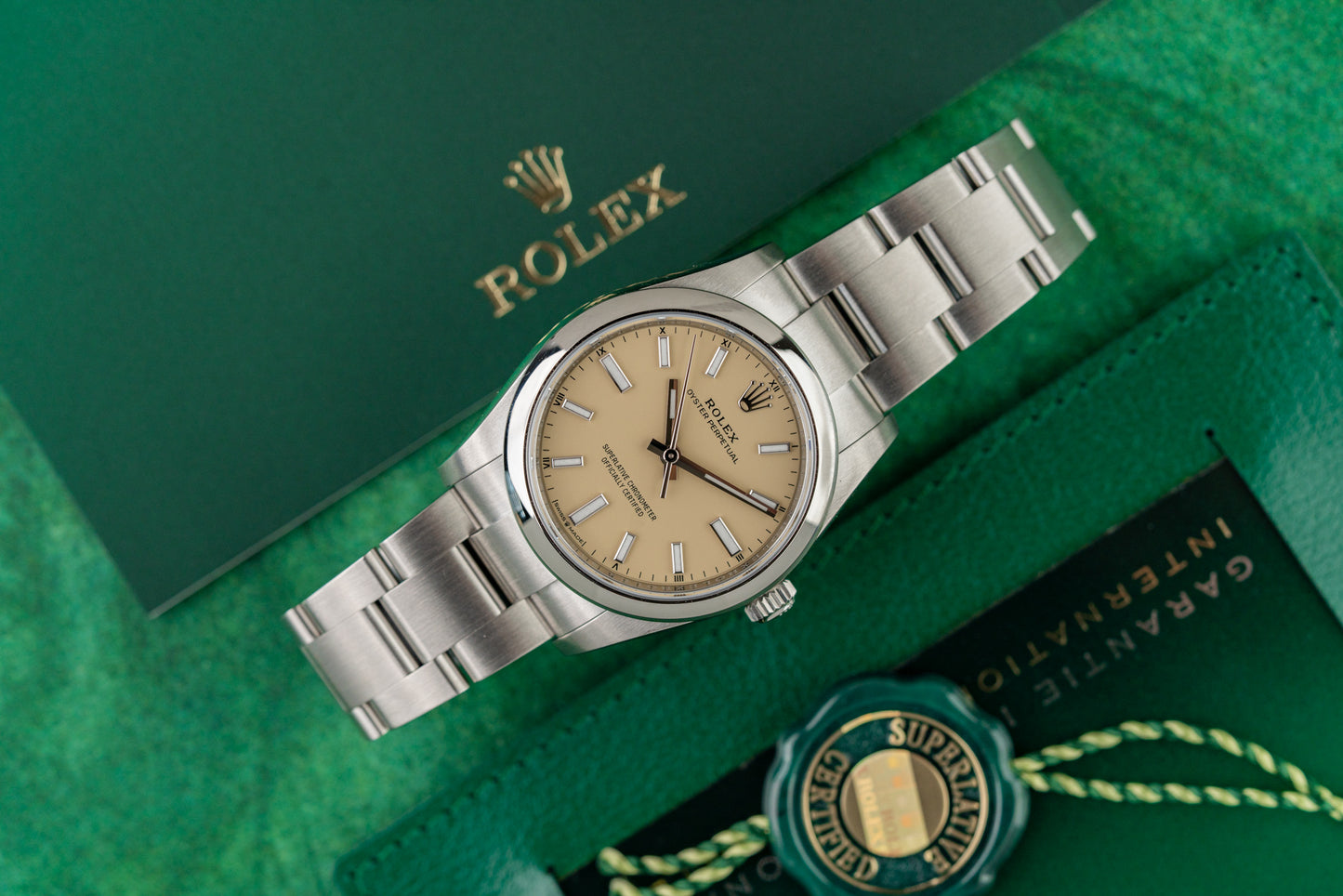 Rolex Oyster Perpetual 34 NEW Beige Dial 124200 Stainless Steel 2025 UNWORN