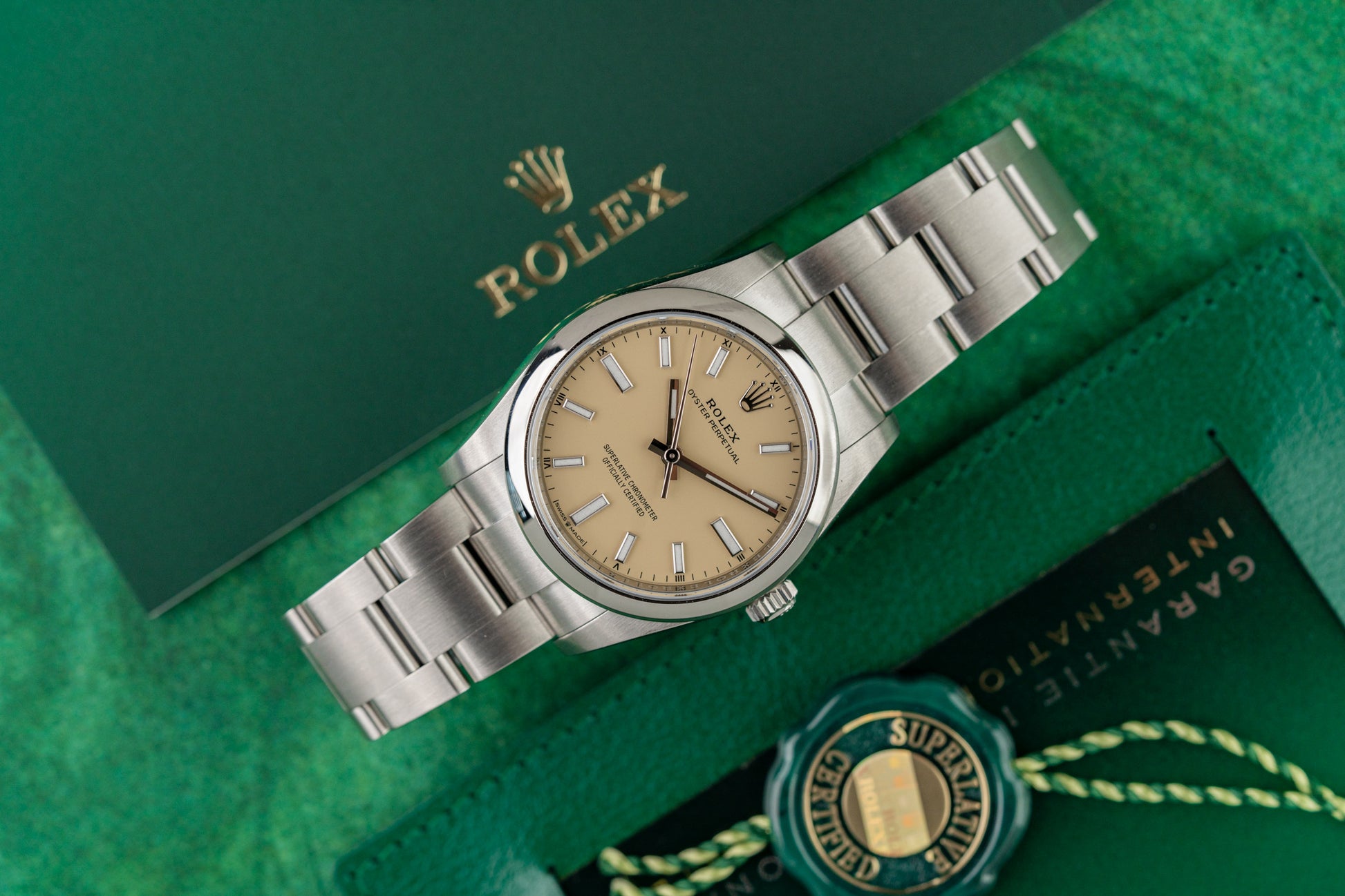 Rolex Oyster Perpetual 34 NEW Beige Dial 124200 Stainless Steel 2025 UNWORN