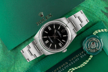 Rolex Oyster Perpetual 41 124300 Black Dial with Warranty Card and Hang Tag - The Watch Business Sydney