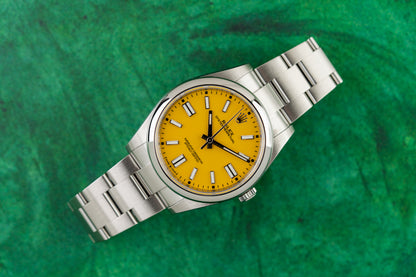 Rolex Oyster Perpetual 41 Yellow Dial 124300 Stainless Steel 2021 Model