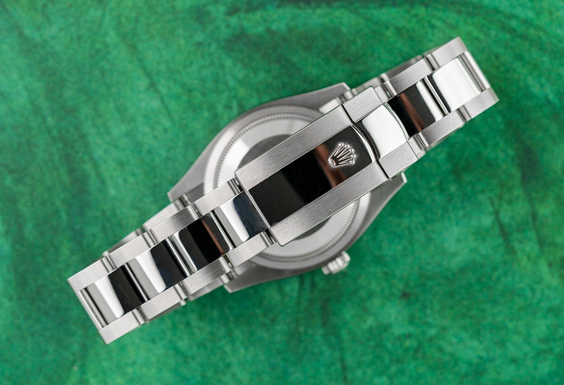 Rolex Datejust 36 Mint Green Dial 126200 case and crown - The Watch Business